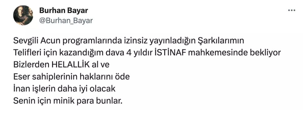burhan bayar dan acun ilicali ya tepki